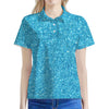 Ocean Blue (NOT Real) Glitter Print Women's Polo Shirt