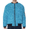 Ocean Blue (NOT Real) Glitter Print Zip Sleeve Bomber Jacket