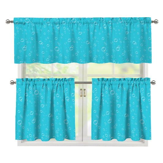 Ocean Bubble Pattern Print 3 Piece Kitchen Curtains
