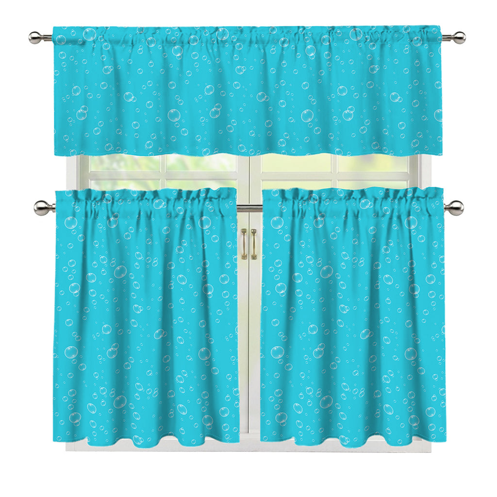Ocean Bubble Pattern Print 3 Piece Kitchen Curtains