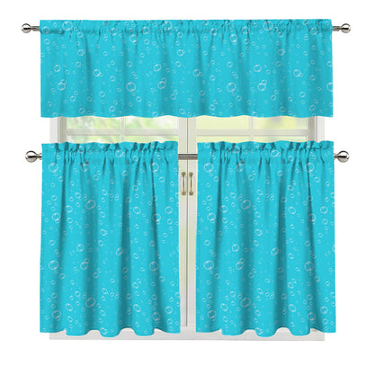 Ocean Bubble Pattern Print 3 Piece Kitchen Curtains