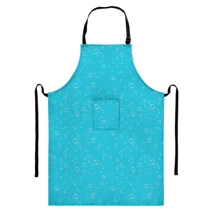 Ocean Bubble Pattern Print Bib Apron With Pocket