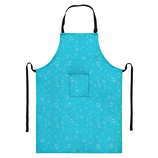 Ocean Bubble Pattern Print Bib Apron With Pocket
