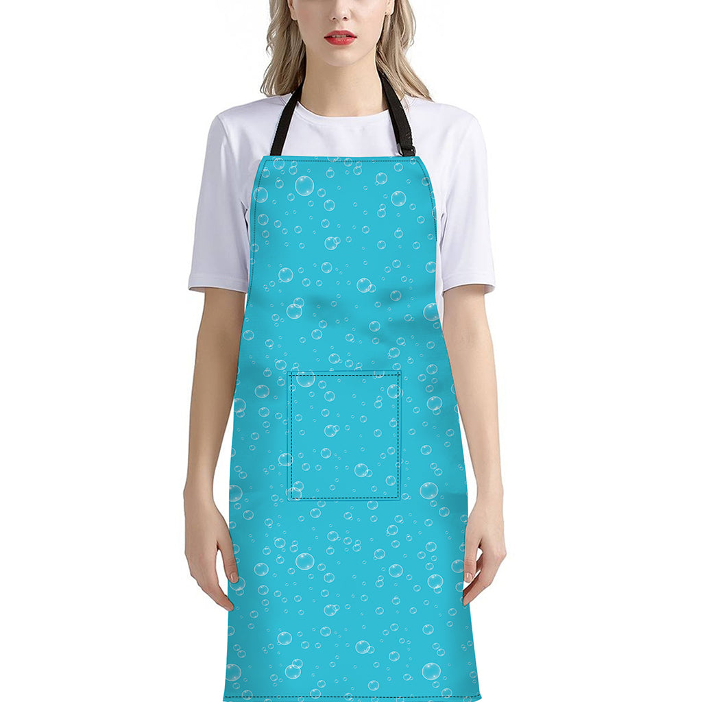 Ocean Bubble Pattern Print Bib Apron With Pocket