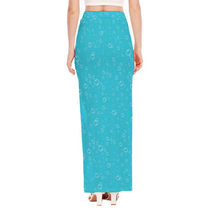 Ocean Bubble Pattern Print High Slit Maxi Skirt