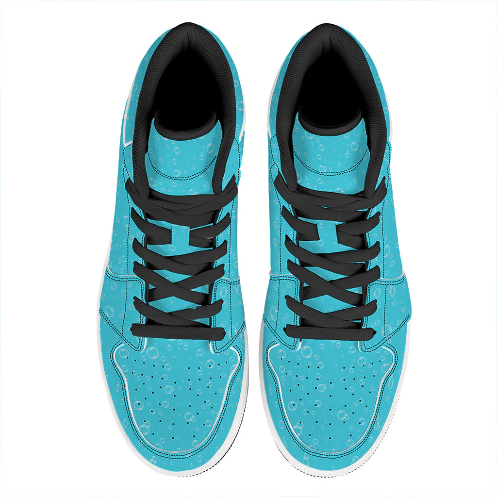 Ocean Bubble Pattern Print High Top Leather Sneakers