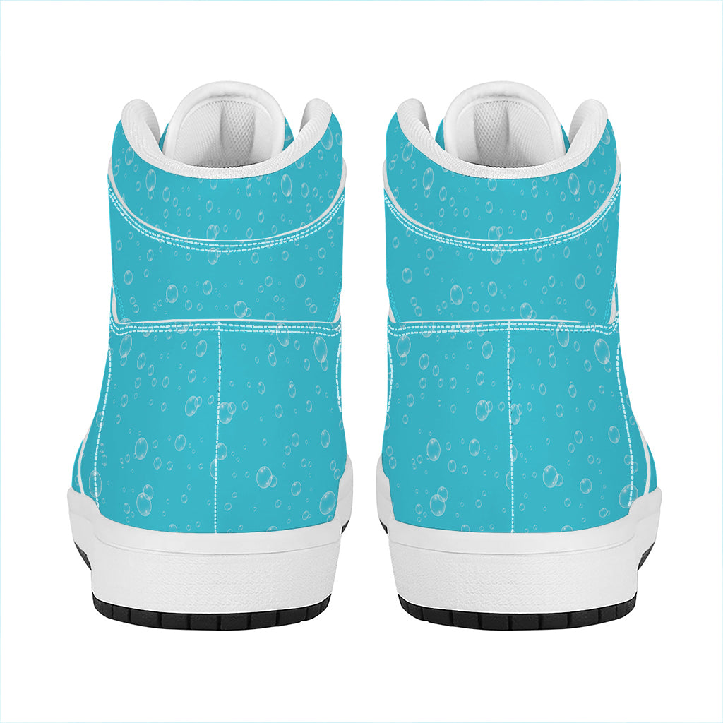 Ocean Bubble Pattern Print High Top Leather Sneakers