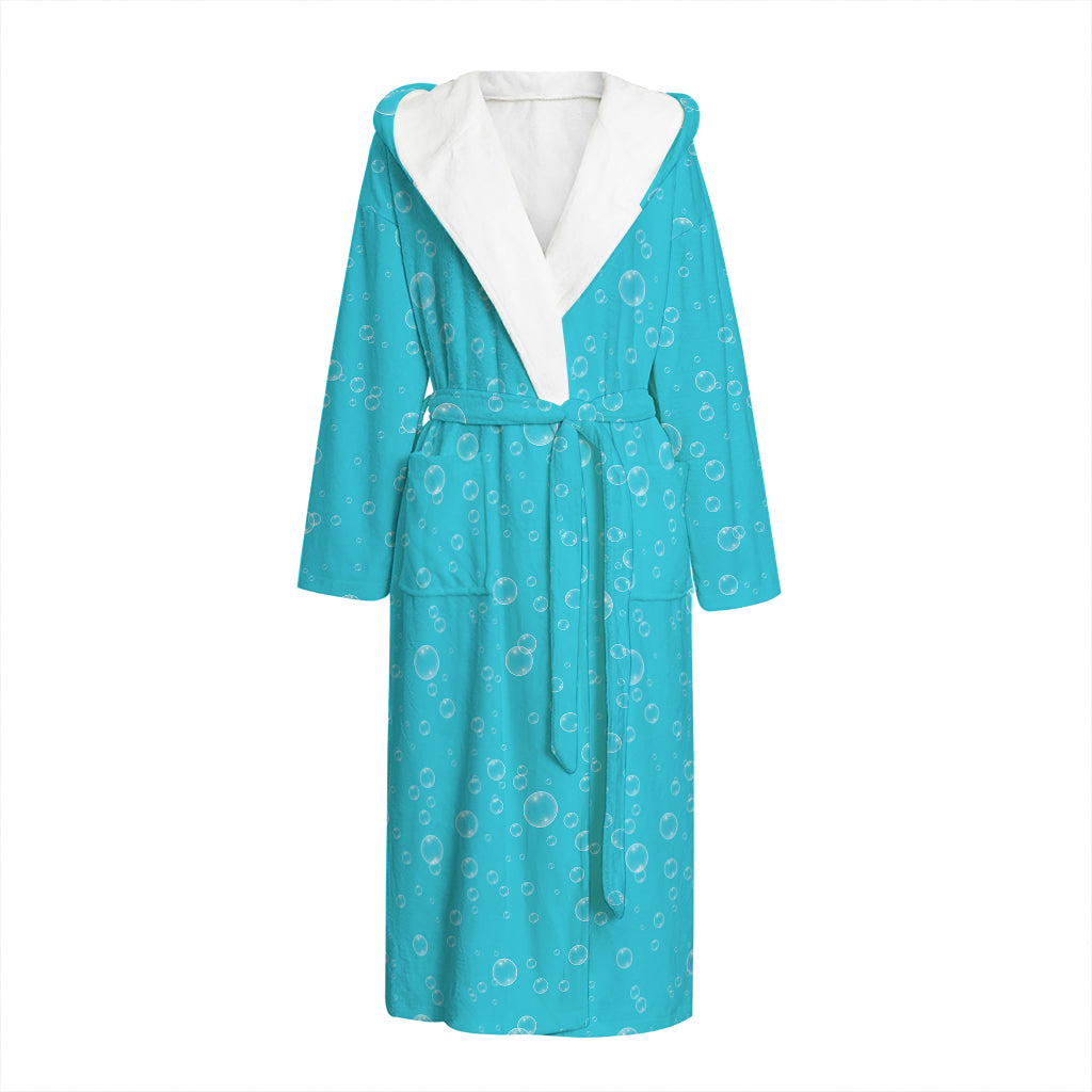 Ocean Bubble Pattern Print Hooded Bathrobe