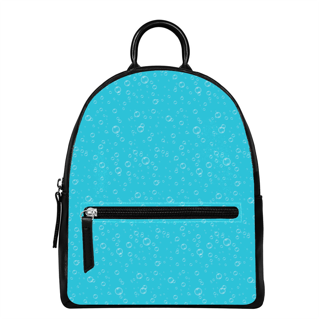 Ocean Bubble Pattern Print Leather Backpack