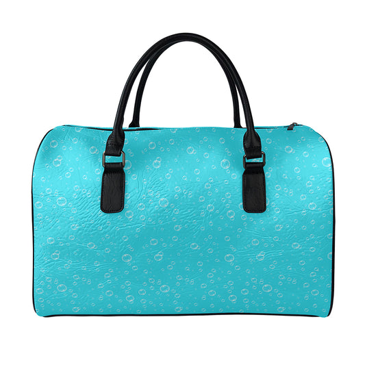 Ocean Bubble Pattern Print Leather Duffle Bag
