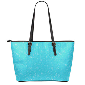 Ocean Bubble Pattern Print Leather Tote Bag