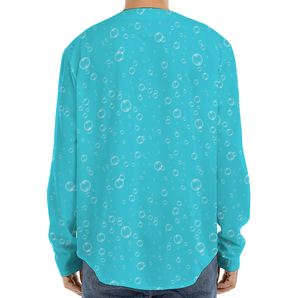 Ocean Bubble Pattern Print Long Sleeve Baseball Jersey