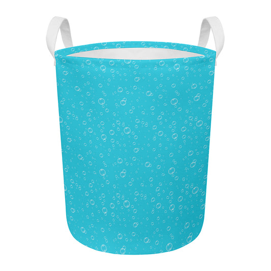 Ocean Bubble Pattern Print Round Laundry Basket