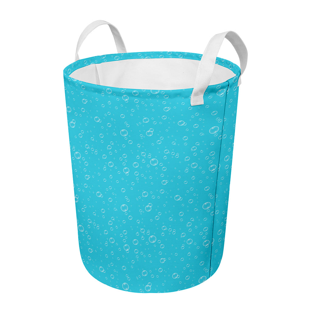 Ocean Bubble Pattern Print Round Laundry Basket