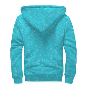 Ocean Bubble Pattern Print Sherpa Lined Zip Up Hoodie