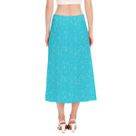 Ocean Bubble Pattern Print Side Slit Midi Skirt