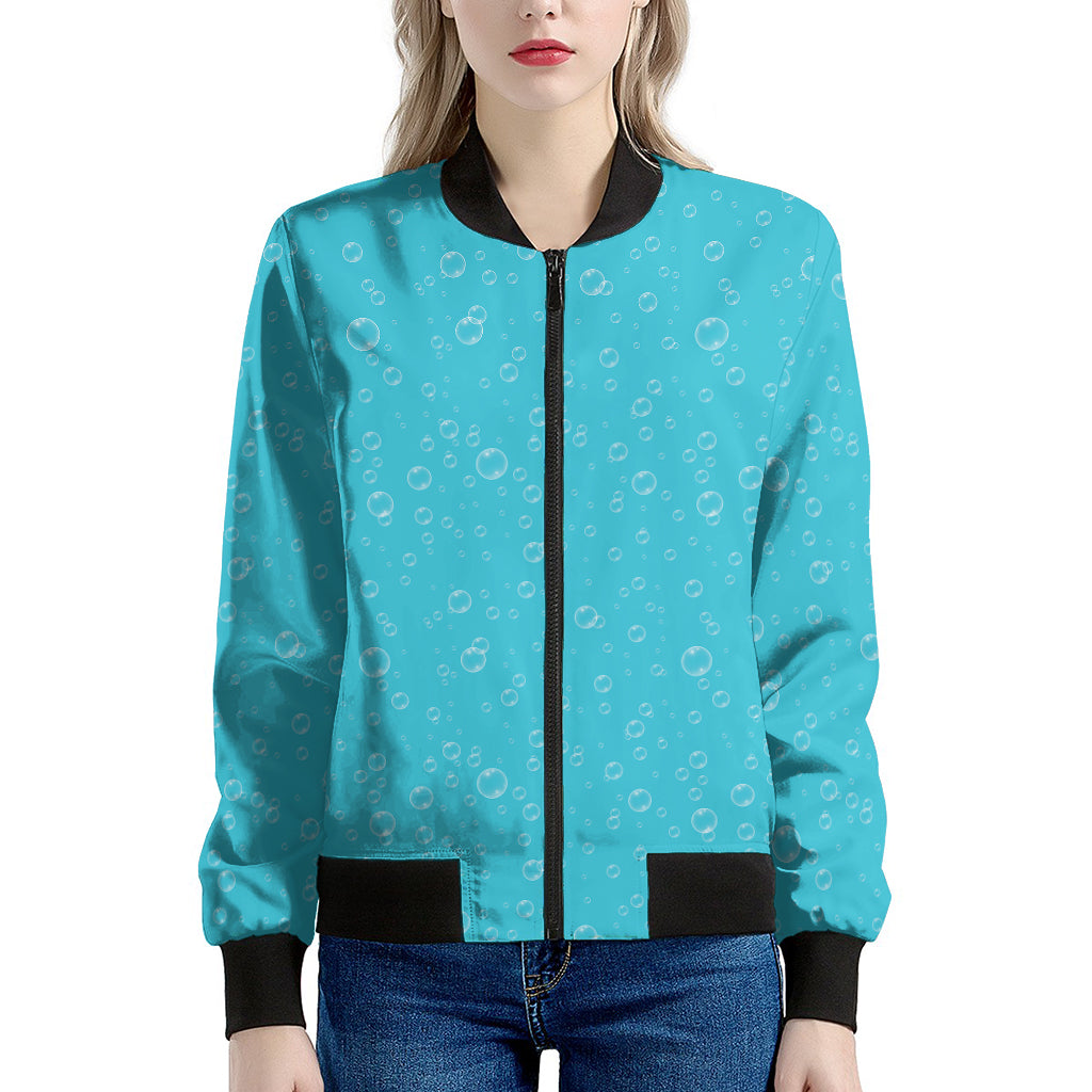 Ocean Bubble Pattern Print Women's Bomber Jacket