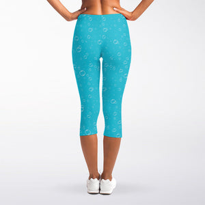 Ocean Bubble Pattern Print Women's Capri Leggings