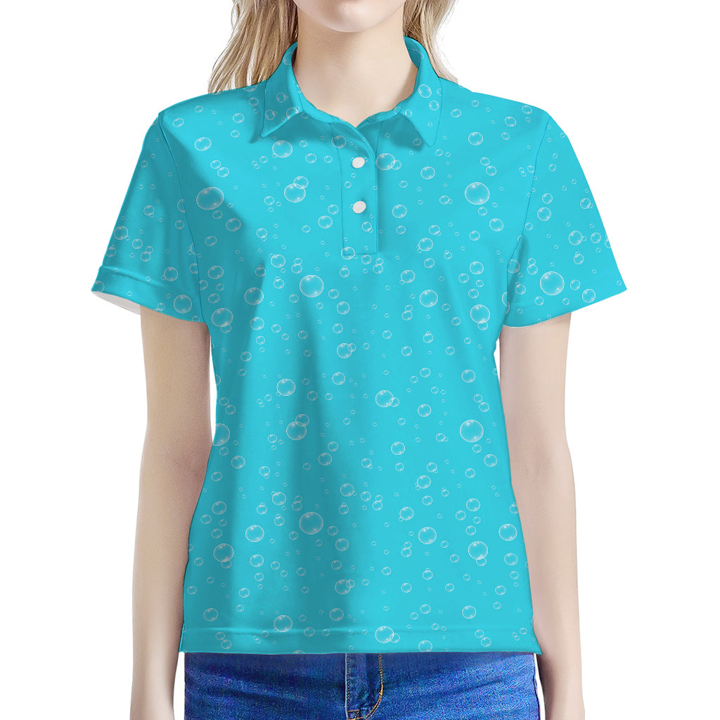 Ocean Bubble Pattern Print Women's Polo Shirt