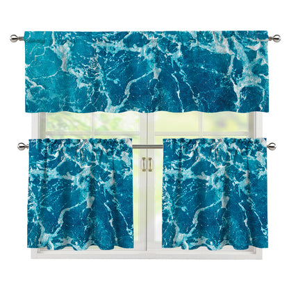 Ocean Surface Print 3 Piece Kitchen Curtains