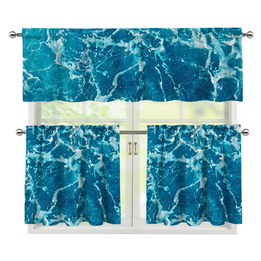 Ocean Surface Print 3 Piece Kitchen Curtains