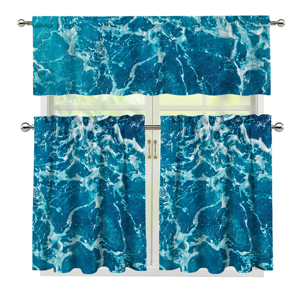 Ocean Surface Print 3 Piece Kitchen Curtains