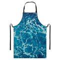 Ocean Surface Print Bib Apron With Pocket
