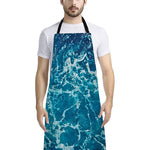 Ocean Surface Print Bib Apron With Pocket