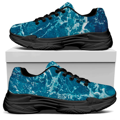 Ocean Surface Print Black Chunky Shoes