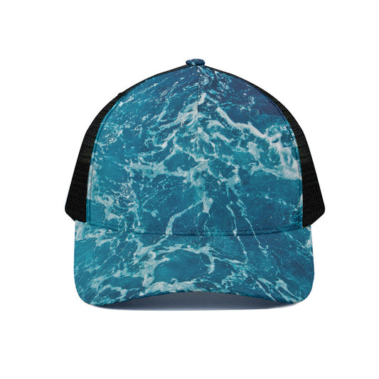 Ocean Surface Print Black Mesh Trucker Cap