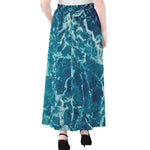 Ocean Surface Print Chiffon Maxi Skirt