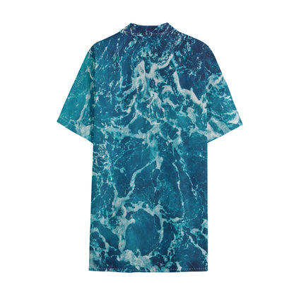 Ocean Surface Print Cotton Hawaiian Shirt