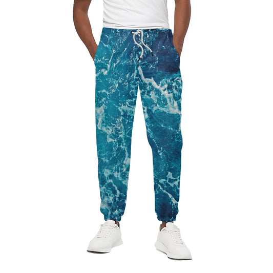Ocean Surface Print Cotton Pants