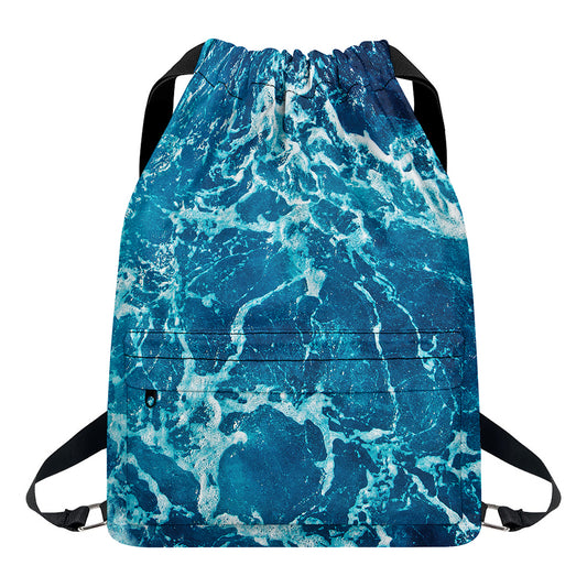 Ocean Surface Print Drawstring Backpack