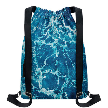 Ocean Surface Print Drawstring Backpack