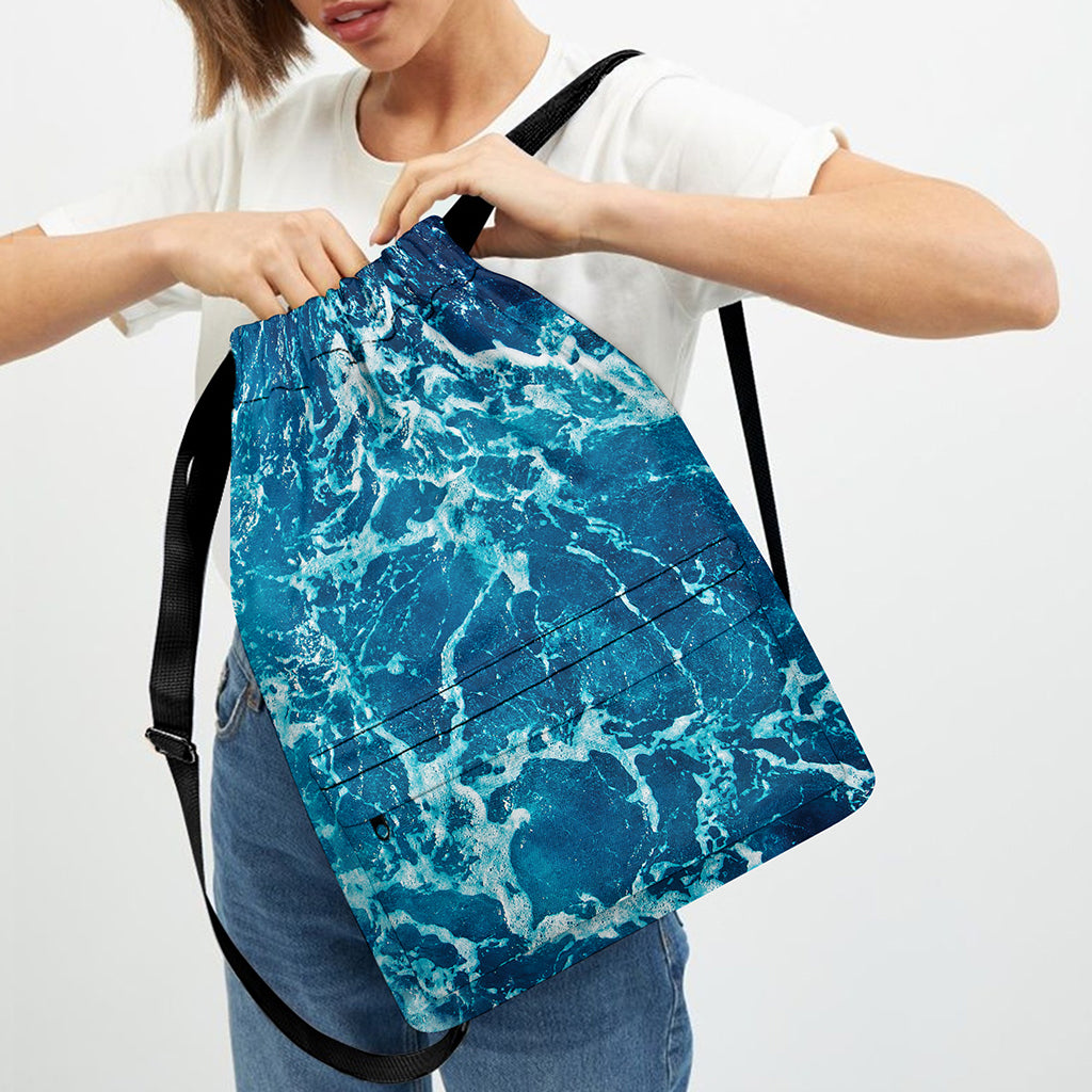 Ocean Surface Print Drawstring Backpack