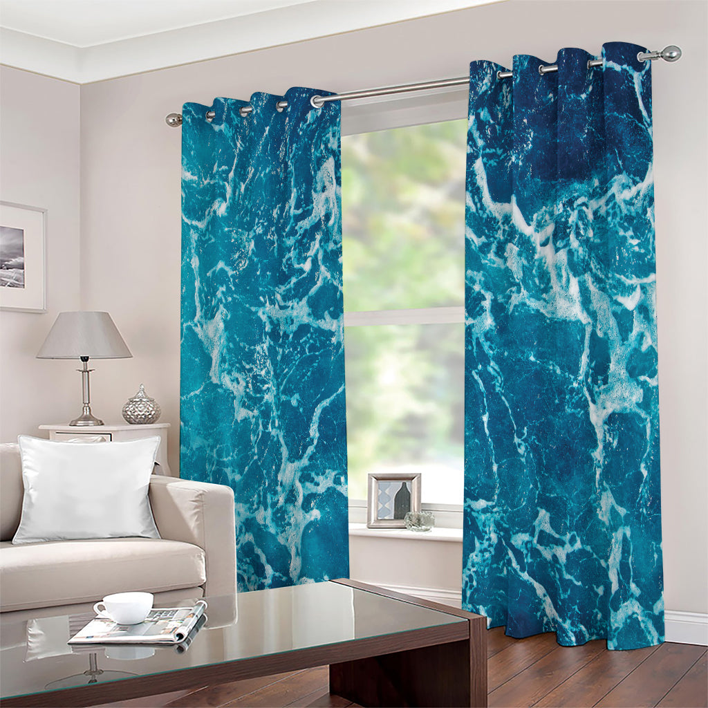 Ocean Surface Print Extra Wide Grommet Curtains