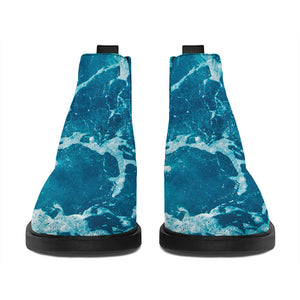 Ocean Surface Print Flat Ankle Boots