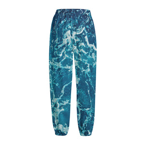 Ocean Surface Print Fleece Lined Knit Pants