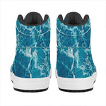 Ocean Surface Print High Top Leather Sneakers