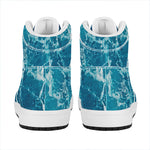 Ocean Surface Print High Top Leather Sneakers