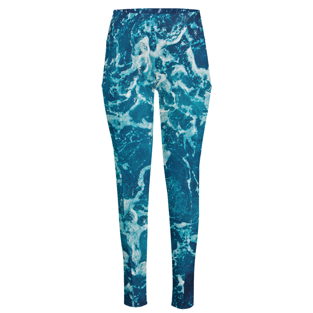 Ocean Surface Print High-Waisted Pocket Leggings