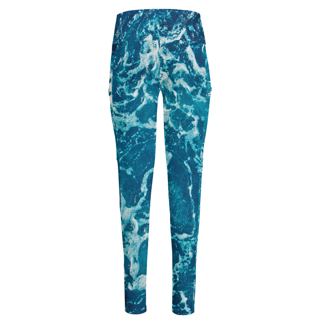 Ocean Surface Print High-Waisted Pocket Leggings