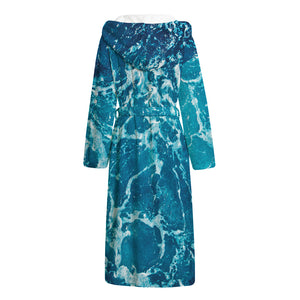 Ocean Surface Print Hooded Bathrobe