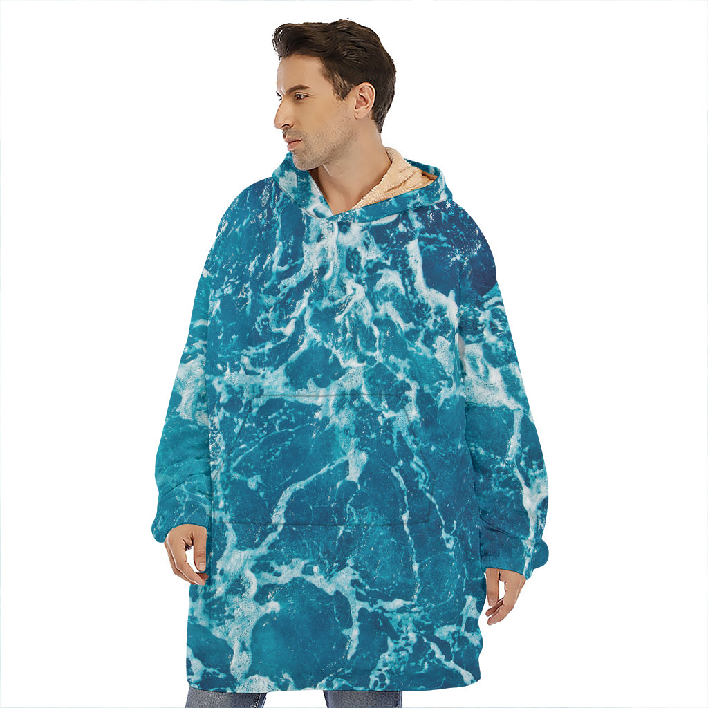 Ocean Surface Print Hoodie Blanket