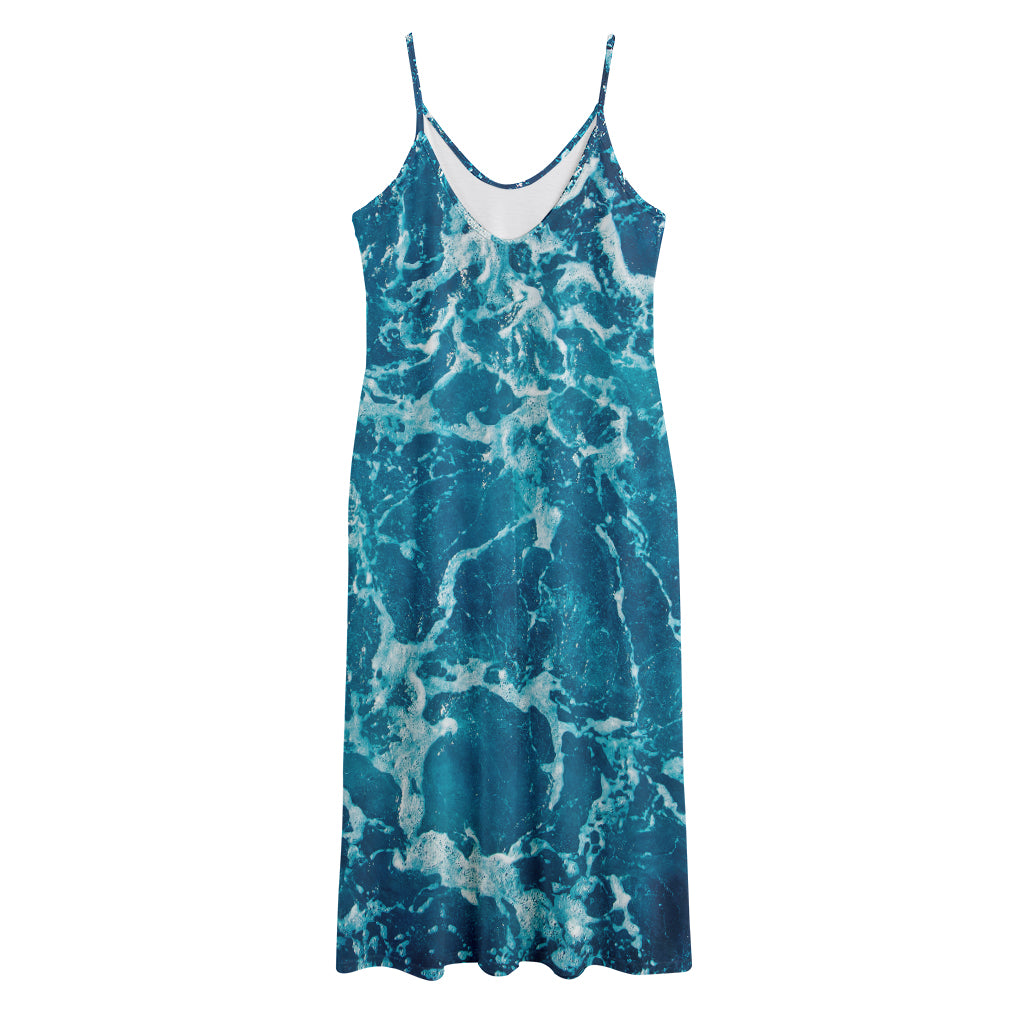 Ocean Surface Print Jersey Midi Cami Dress