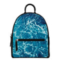 Ocean Surface Print Leather Backpack