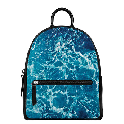 Ocean Surface Print Leather Backpack