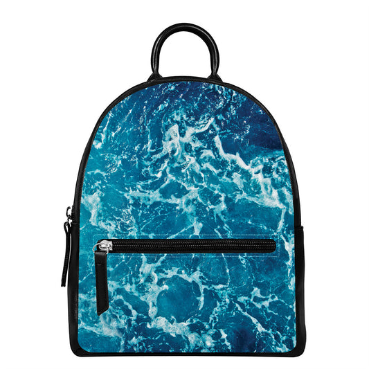 Ocean Surface Print Leather Backpack