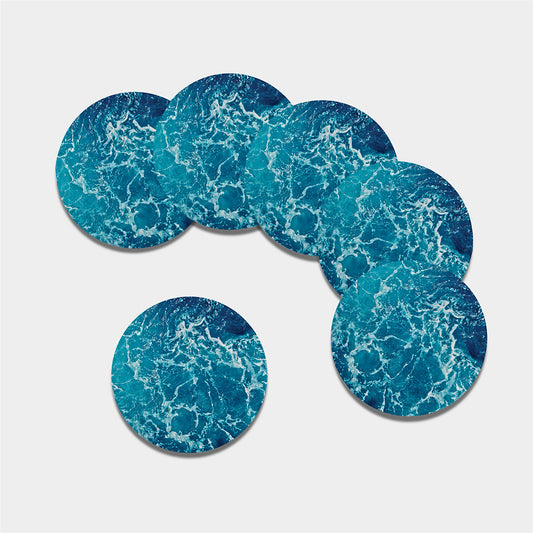Ocean Surface Print Leather Coaster Set
